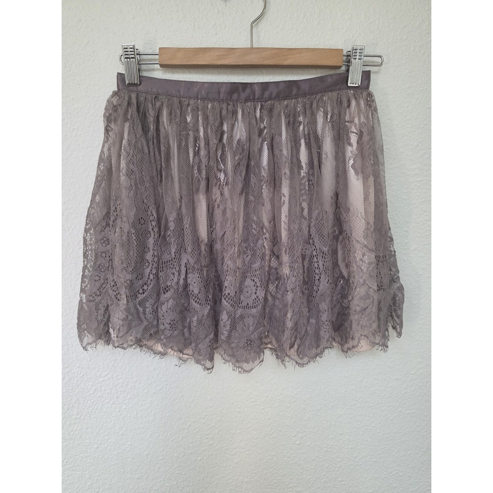 Divided H&M Size 6 Grey Lace Satin Mini Skirt Womens Short Princess Coquette